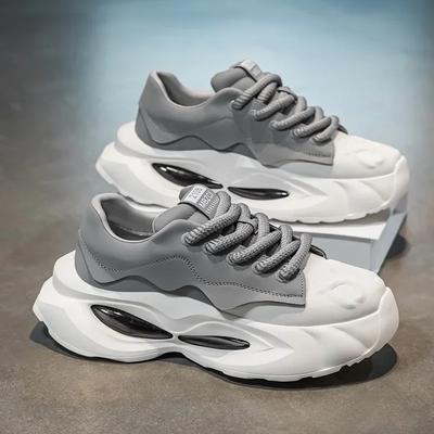 Sneakers Chunky da Uomo Designer Suola Morbida Scarpe Sportive Moda Casual Tomaia in Microfibra e Pelle Piattaforma Rialzata Scarpe Bianche