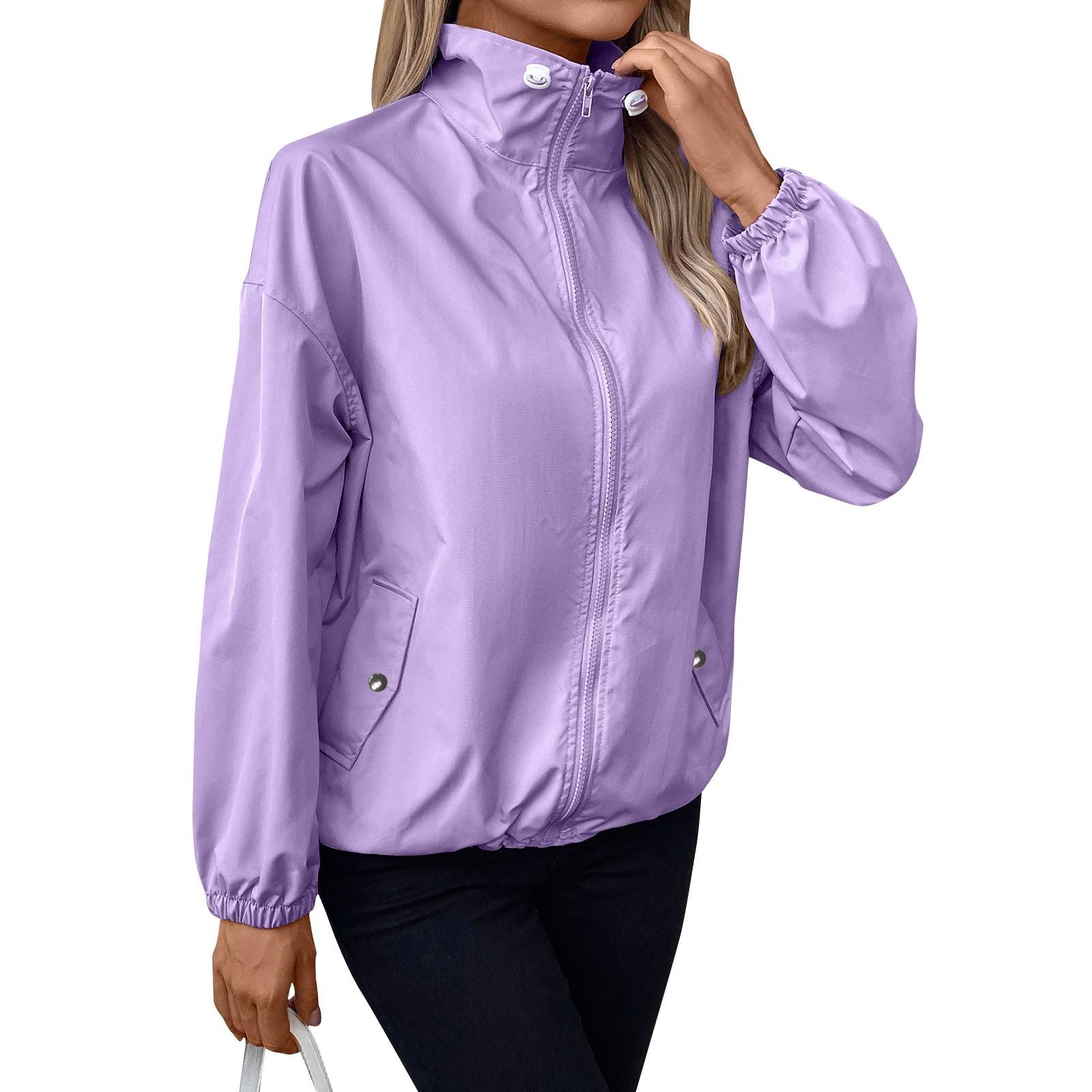 

Женская водонепроницаемая куртка для активного отдыха, повседневная женская куртка с длинным рукавом на молнии L фиолетовый