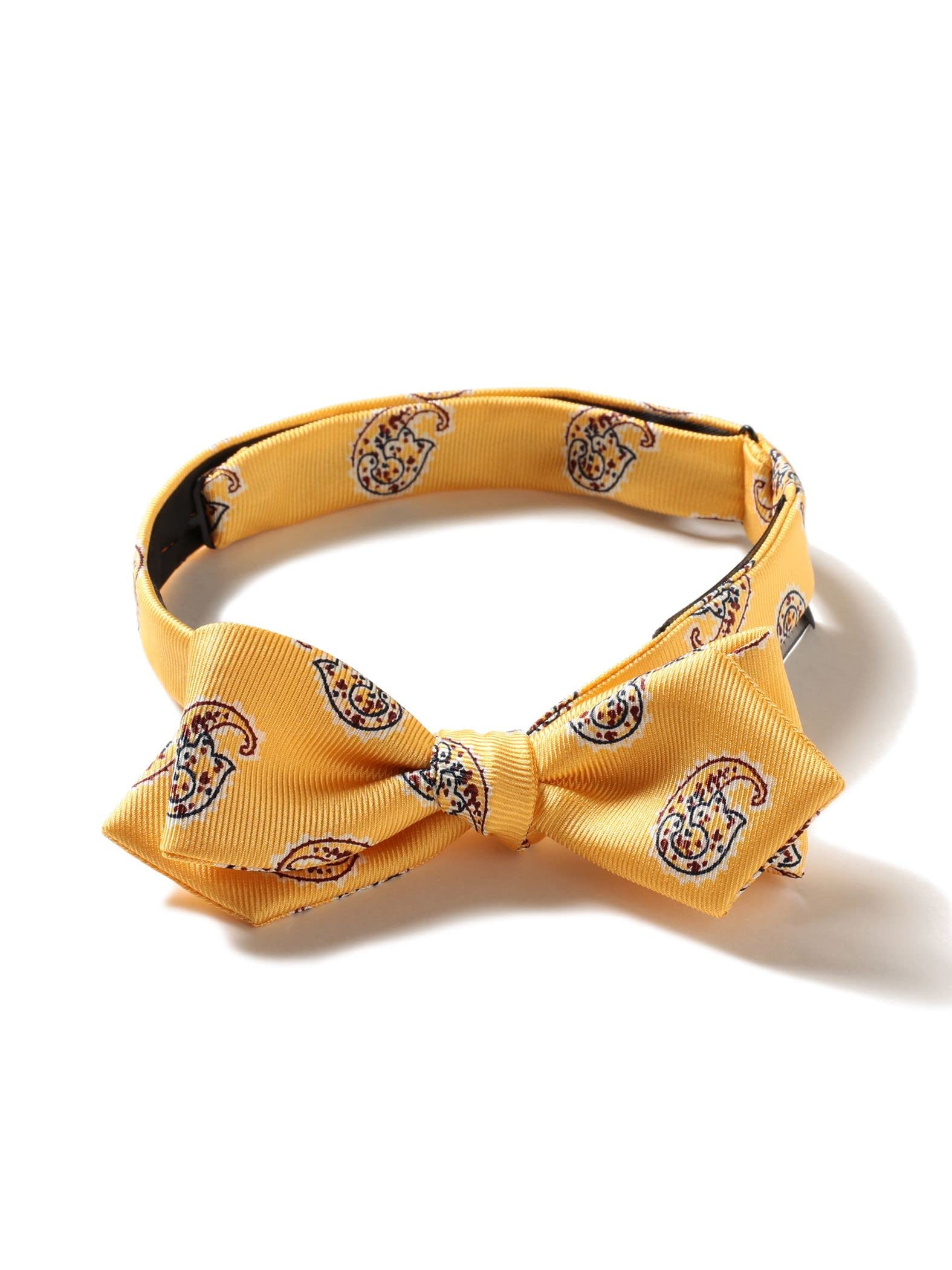 [BEAMS PLUS] Silk Big Paisley Bow Tie for Men, Yellow, One Size, 38440073107