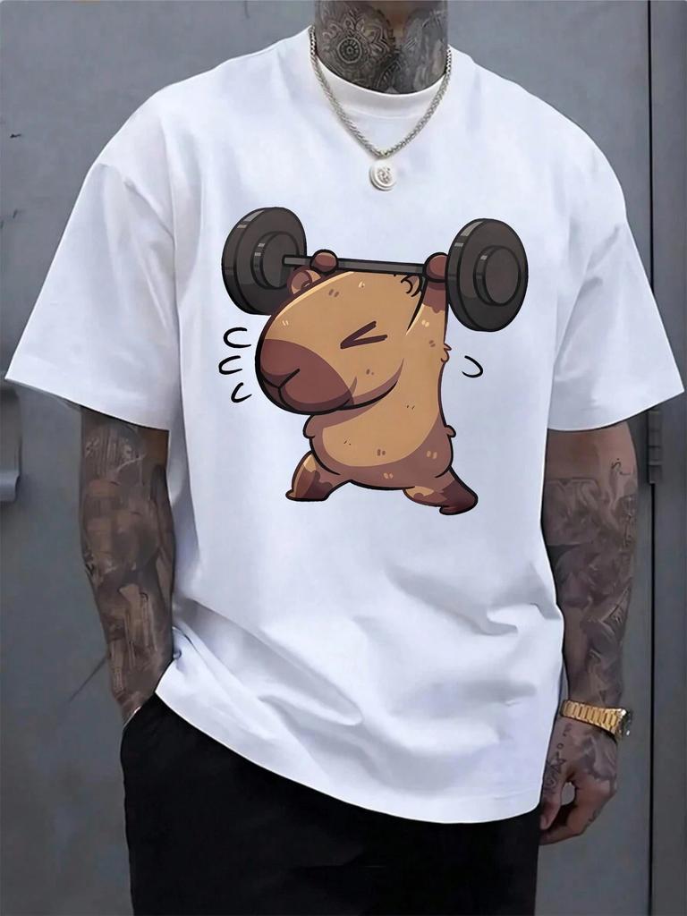 Playful Men's Short Sleeve Black T-Shirt Cute Vintage Print Capybara Shirt Be Capy  Pure Cotton Men's and Women's Shirt T-Shirt