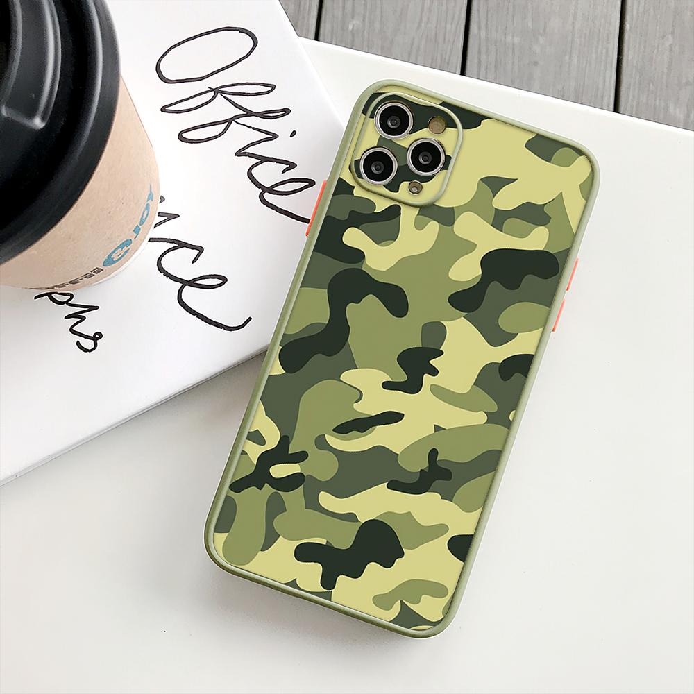 Custodia per Telefono RUICHI Lovebay Camouflage Verde Militare Per iPhone13 12 Mini 11 Pro XS Max X XR 7 8 Plus Copertura Traslucida Opaca