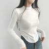 tops Women's Korean Fashion Tops Cut and Sew Long Sleeve Cropped Tight Slim Stretchy Single Color Plain Affordable Simple Feminine Casual Autumn