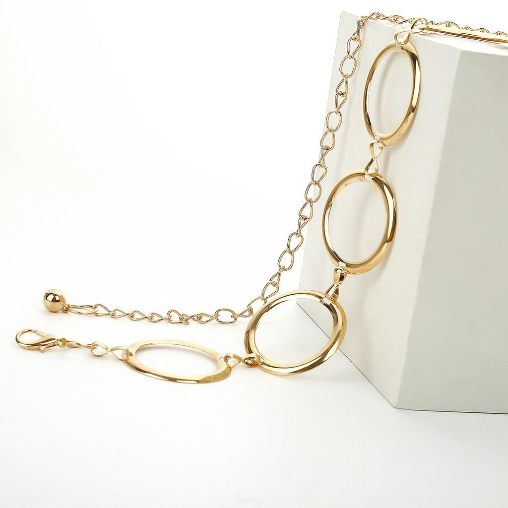 Metal Chain 4.5CM Looped Ring Jeans Belt Ladies Belt Hip High Belt Metal Chain