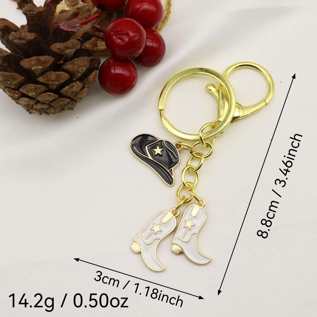 Cowboy Hat & Horseshoe Western Keychain Pendant - Alloy Accessory Gift for Father's Day
