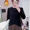 Women's Long Sleeve T-Shirt Round Neck Commuter Style Warm Fleece Lined Basic Top Loose Fit Solid Color Undershirt