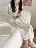 High-Quality Imitation Cotton Bow Pajama Nightgown - Cute, Loose, Long Sleeve Bathrobe for Women