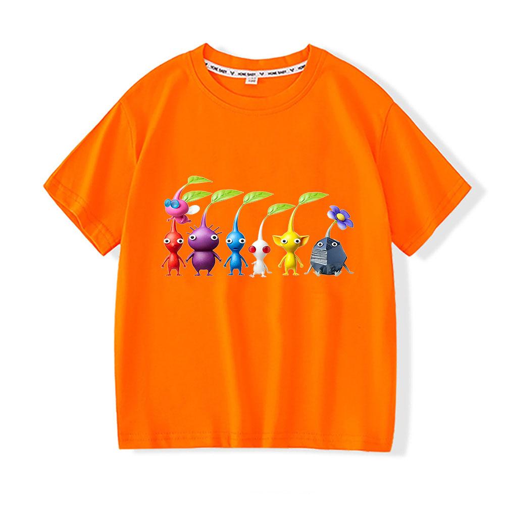 100% Cotton Game Pikmin Children's T-Shirt Funny Casual Kids Top Cartoon Graphic Printing Tees O-Neck Short Sleeve Summer Wear