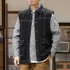 Men's Plus Size 7XL Korean Fashionable Loose Washed Denim Vest - Spring and Autumn Youth Casual Multi-Pocket Sleeveless Jacket