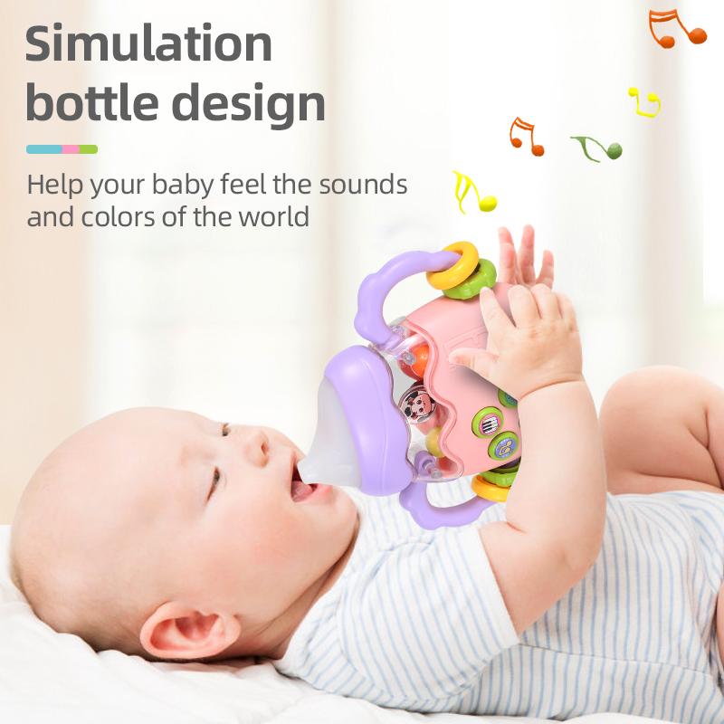 Baby Bottle Rattle Puzzle Early Education Toy Baby Teaser Pacifier Christmas Gift Newborn Grip Training Music Story