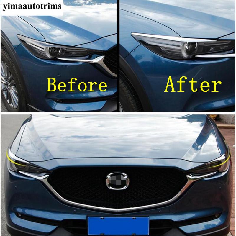Front Head Light Eyebrow Strip / Rear Lamp Eyelid Decoration Cover Trim Carbon Fiber Accessories For Mazda CX-5 CX5 2017 -