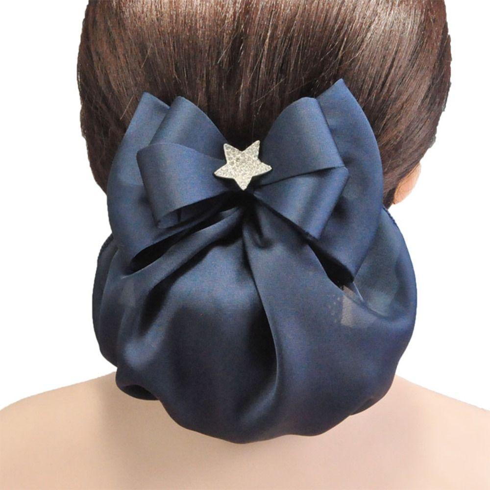 Korean Style Bow Snood Sweet Women Spring Clip Elegant Ruffled Edges Hair Net  For Girls