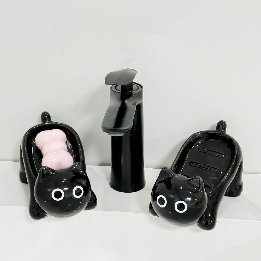 Cute Soap Holder Ceramic Bathroom Storage Rack Desktop Ornament Soap Dish Drainage Rack
