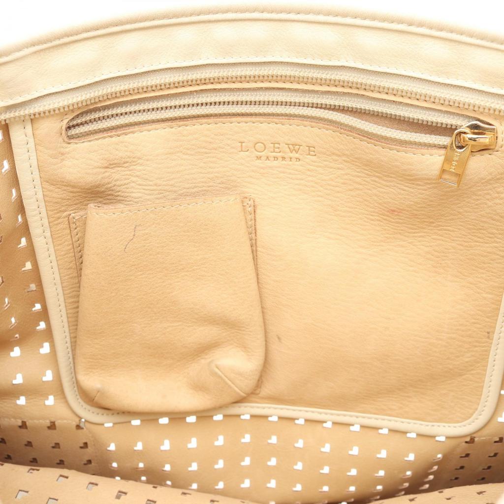 Used LOEWE Punching Shoulder Bag Suede Leather Beige Beige Used Women