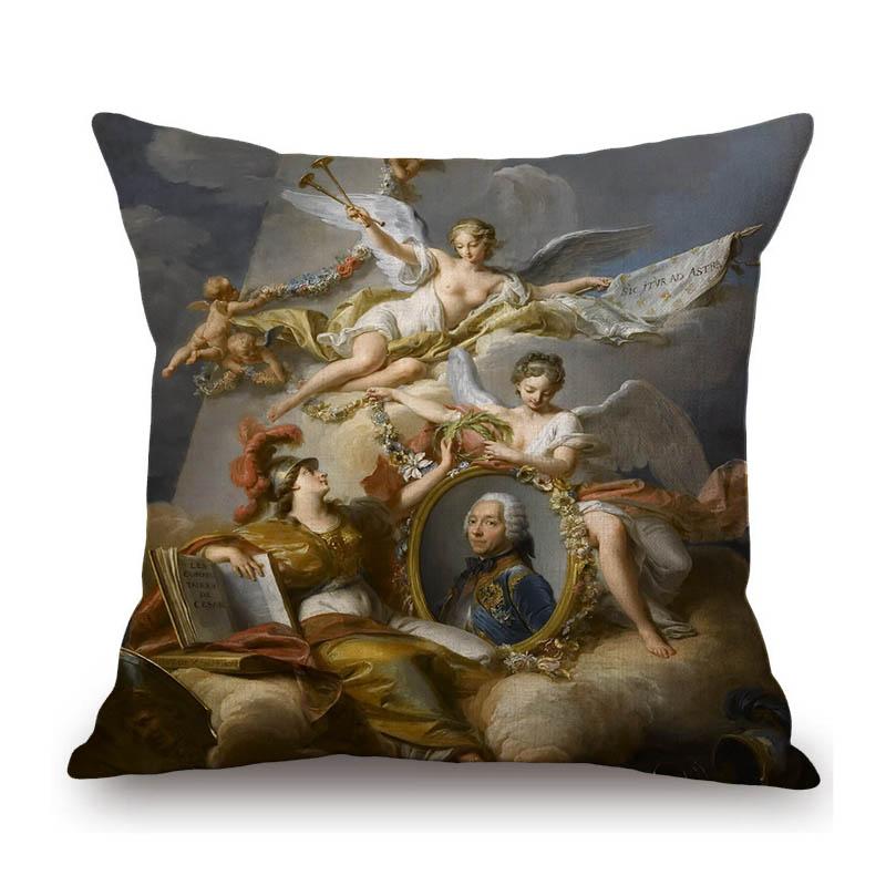 Royal Ancient European Elegant Madame Lady Princess Family Party Portrait Oil Painting Decorative Pillow Sofa Cushion Cover