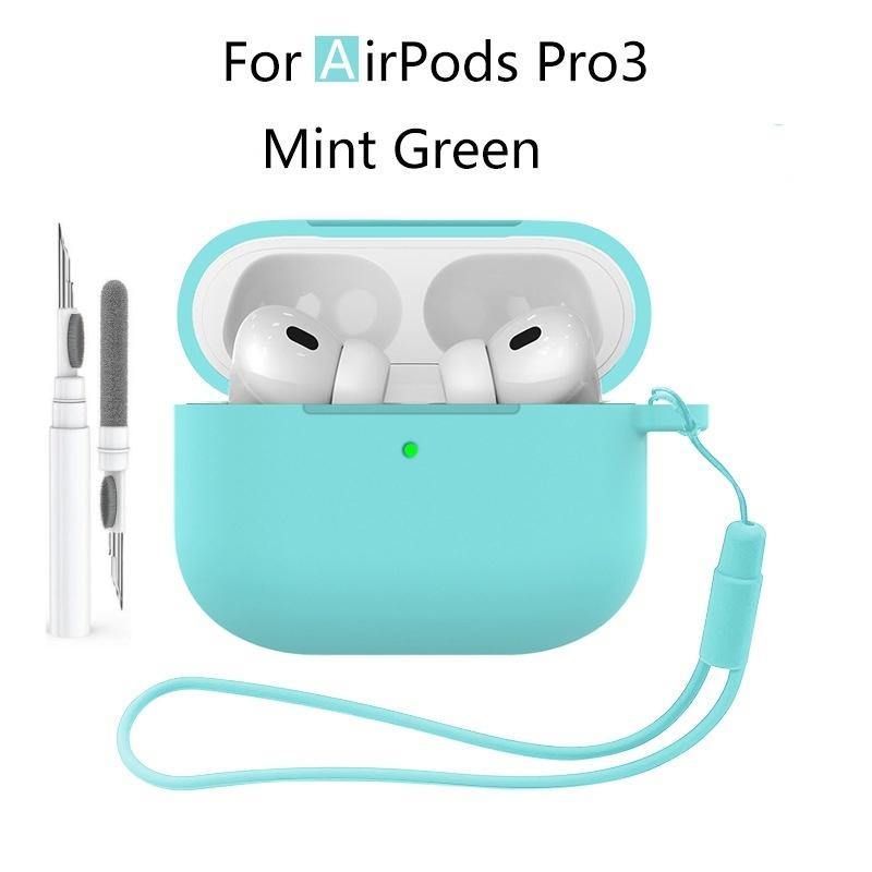 New 2025 For Apple Airpods Pro 3 Case Soft Silicone Full Protective Cover with Cleaning Kit and Keychain for Airpods Pro 3 Case