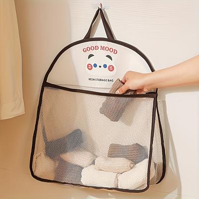 1 Hängende Netzaufbewahrungstasche - Atmungsaktiver Stoff-Organizer mit niedlichen Tiermustern, platzsparendes faltbares Design, geeignet für Unterwäsche, Socken