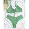 Nuovo set bikini ad alta elasticità per l'estate 2024 due pezzi tinta unita lace-up costume da bagno donna sexy costume da bagno da spiaggia costumi da bagno