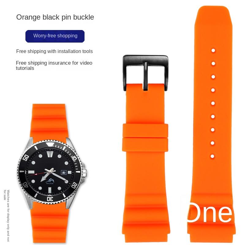 Silikonarmband 22 mm För CASIO swordfish dykklocka MDV-106 MDV-107 MTP-VD01D efr-303l klockarmband Orange grön herrarmband
