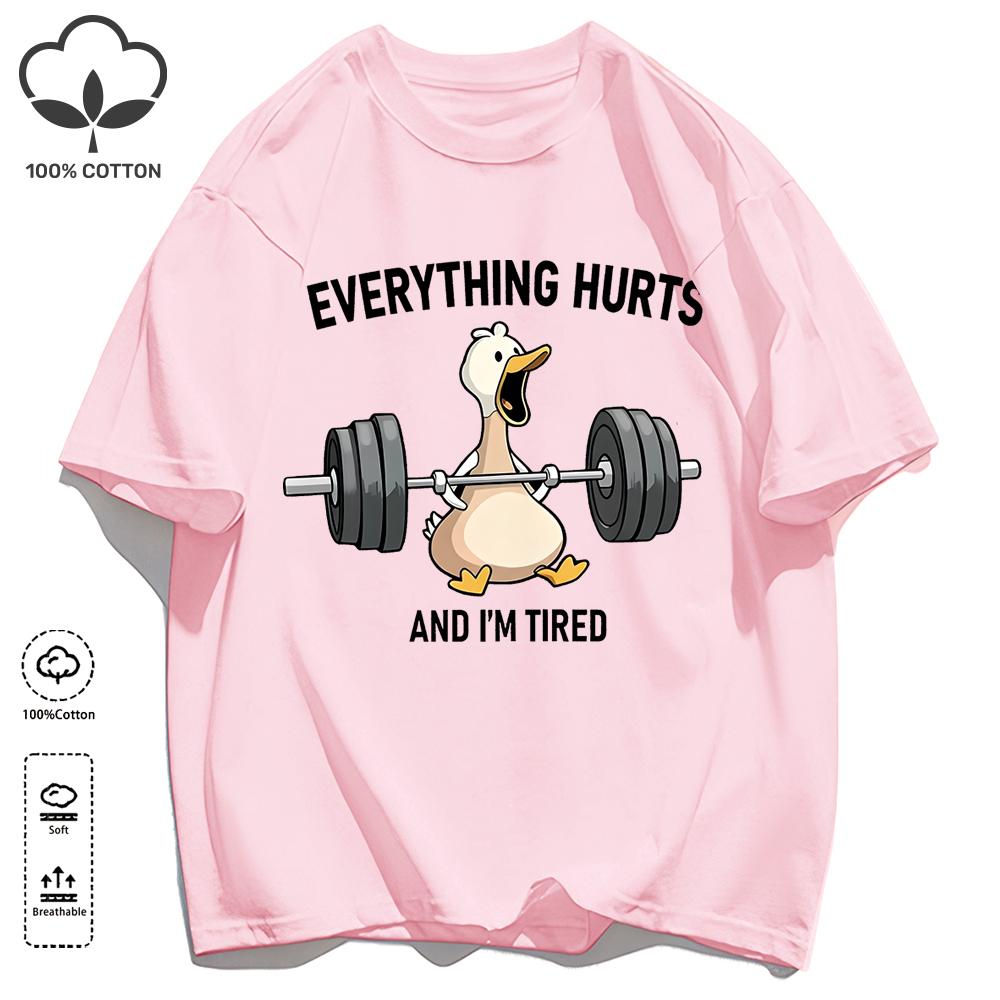 The Great Goose Striving For Fitness T-Shirt Unisex Loose Cotton Tee Trendy Summer Short Sleeve Unisex All-Match Hip Hop Clothing
