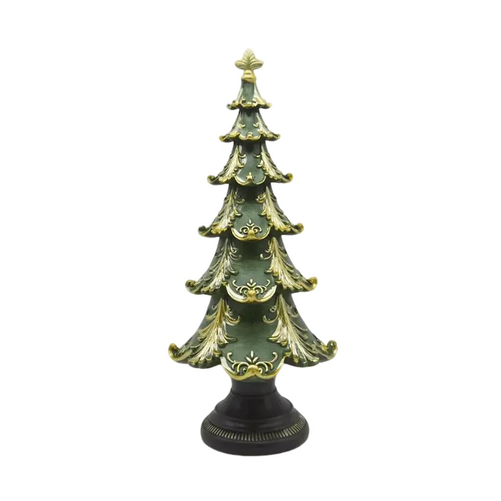 Gold-Painted Christmas Tree Ornaments, Snow Scene Tree Home Decoration Crafts Desktop Christmas Atmosphere Gift Christmas Decoration Desktop Ornaments
