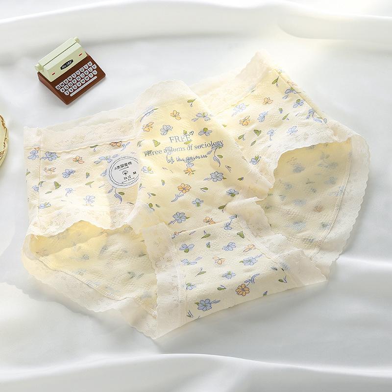 Damen Dreieck Unterwäsche Blumen Unterwäsche Damen Baumwolle Antibakterieller Schritt Damen Unterwäsche