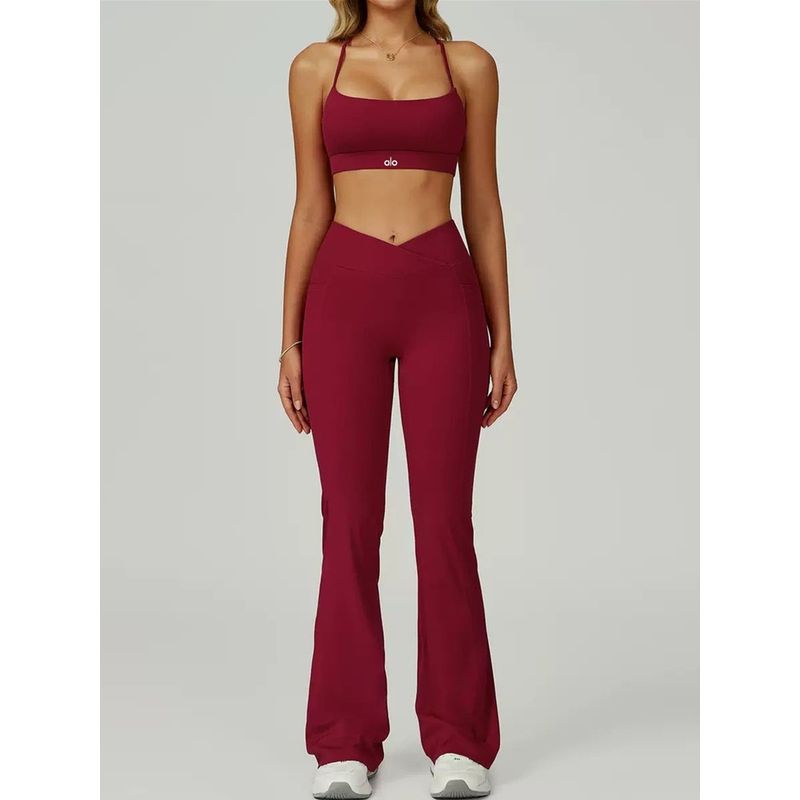 European and American Oiob Yoga Clothes Set Running Outdoor Sports Bra Top 25 New Yoga Trousers Bootleg Pants