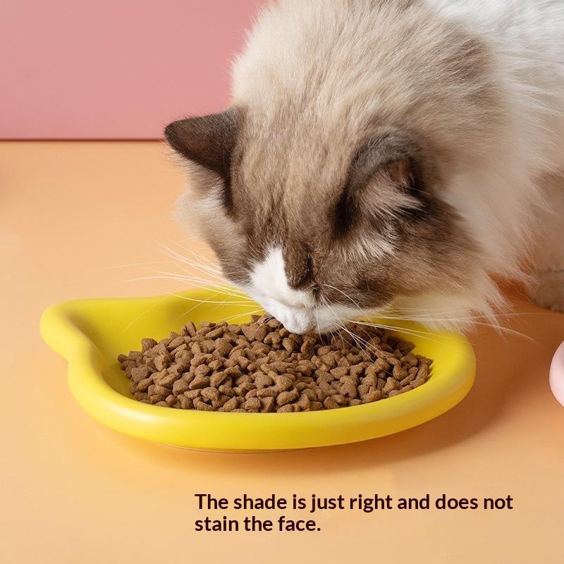 Cute Pastel Cat Shaped Pet Bowl 1PCS Non Slip Food Safe Material Feeding Dish for Household Cats Kittens