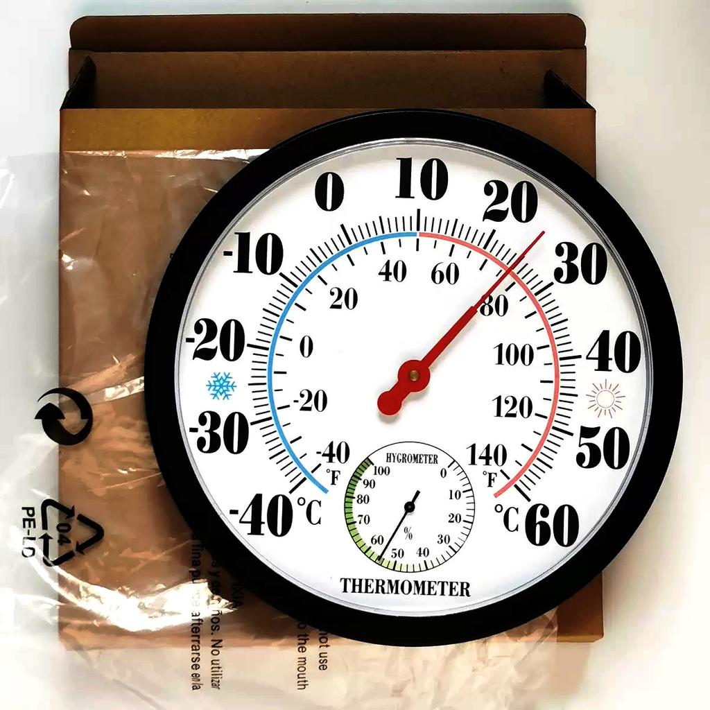 TH9250P-25CM Temperature and Humidity Meter Black Shell Euro Disk Color Red Needle