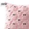 Black White Ghost Cushion Cover Halloween Cover, Plush Embroidered Throw Pillow 18x18 Home Decor Inch Cute Case for Sofa Bed Cozy Living Room Accents
