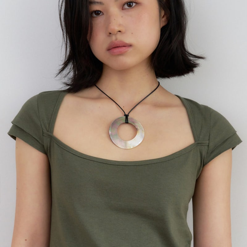 Geegee Circle Pearl String Necklace