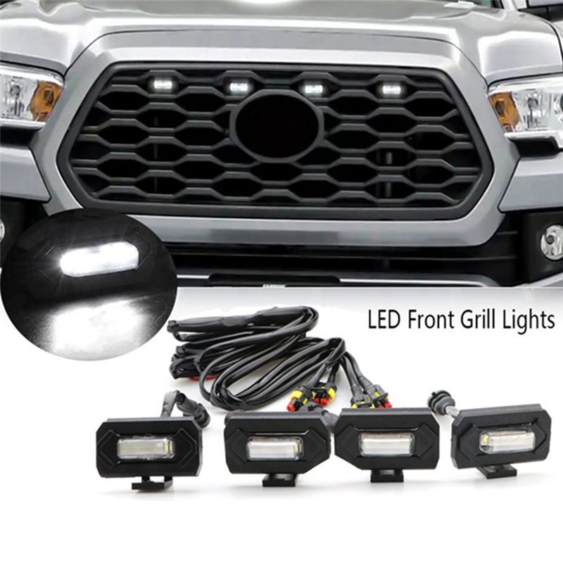 1Set LED Front Grill Lights For Toyota Tacoma Raptor TRD Off Road Sport   External Grill Lamp White Light Replacement