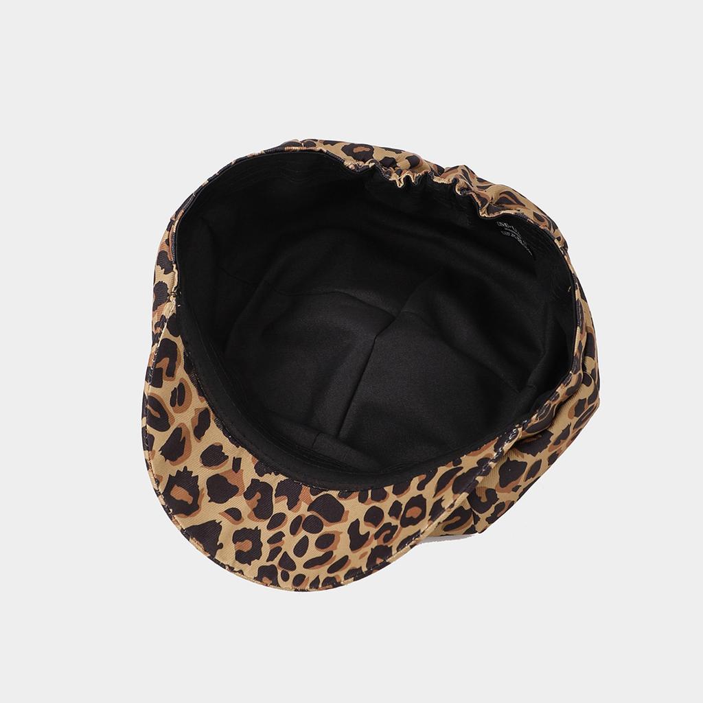 Animal Print Beret Hat for Female Fashion Painter Hat with Cats Ear Teens Girl Cabbie Caps Photography Props Headpiece