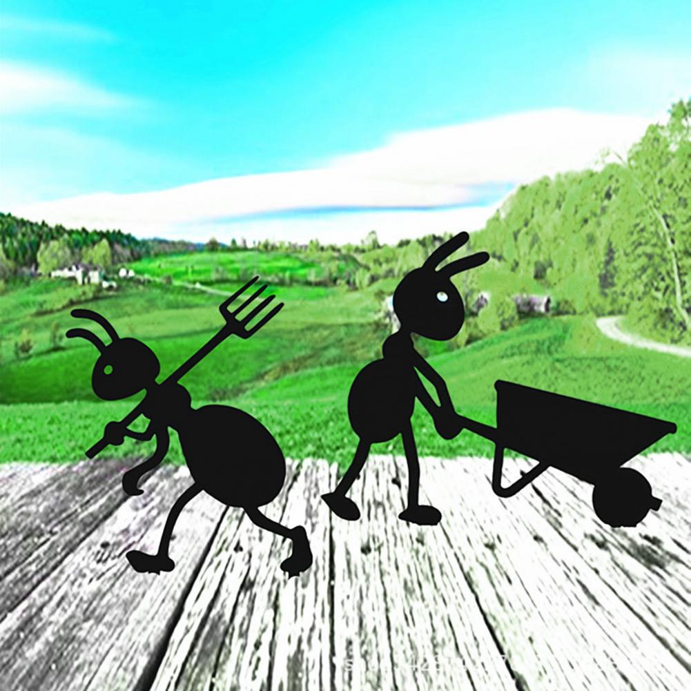 Garden Stake Decoration Outdoor Yard Sign Decorative Metal Ant Garden Stake with Mouse Silhouette Scissors Design
