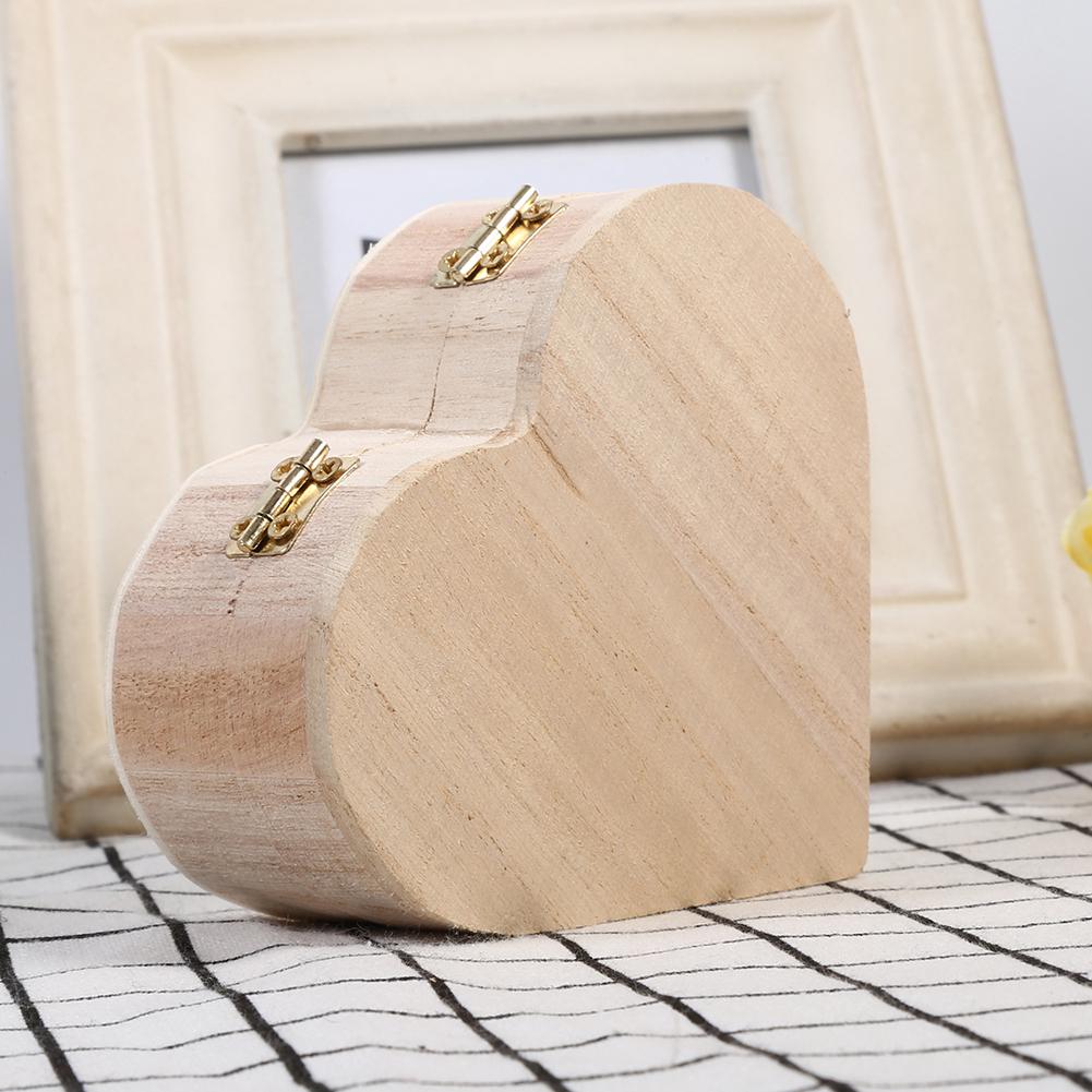 New Lovely Wooden Heart Shaped Jewelry Storage Box Packaging Carrying Case Craft Decoration Hot