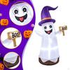 Halloween Inflatable Ghost Decoration with Witch Hat for Yard Garden Outside