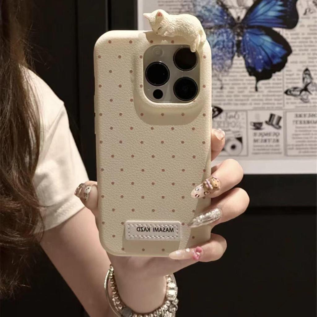 Χαριτωμένο Κινούμενο Σχέδιο Γάτα Κρεμαστό Θήκης Τηλεφώνου - Μικρό Στολίδι σε Στυλ Κούκλας