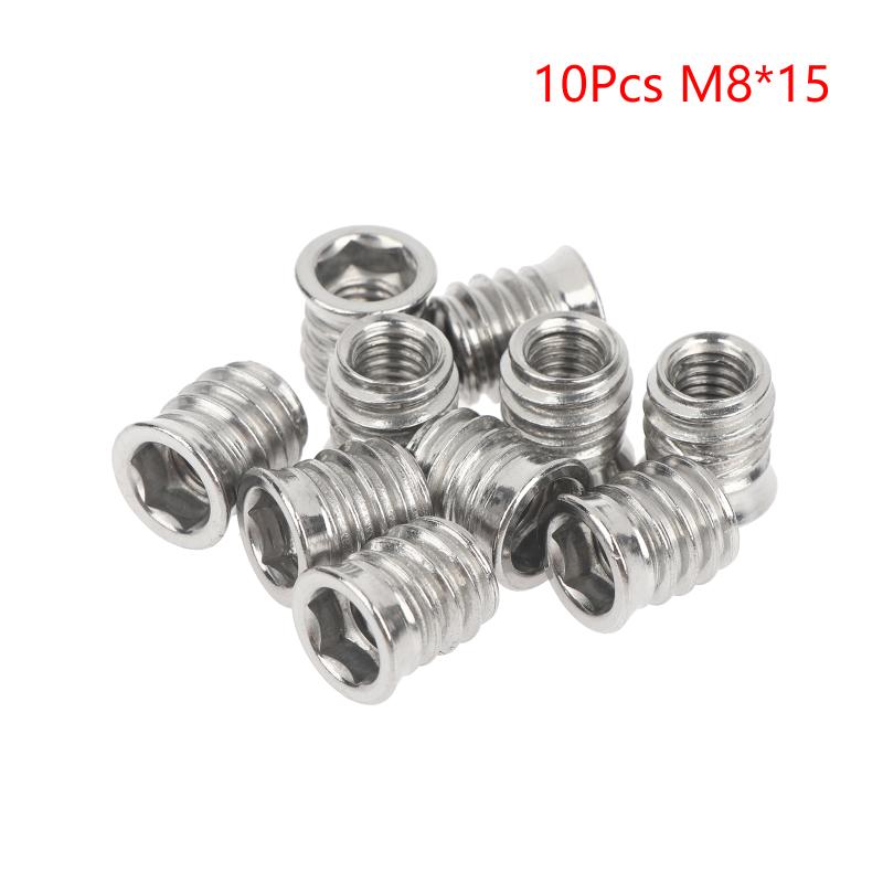 Hex Socket Insert Nuts 10pcs Threaded Embedded Fasteners Heavy Duty Hardware for Woodworking Cabinet Furniture Installation