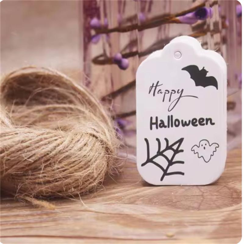 100PCS 20 meter rope cowhide gift label, thank you paper gift, New Year's Halloween label, party decoration
