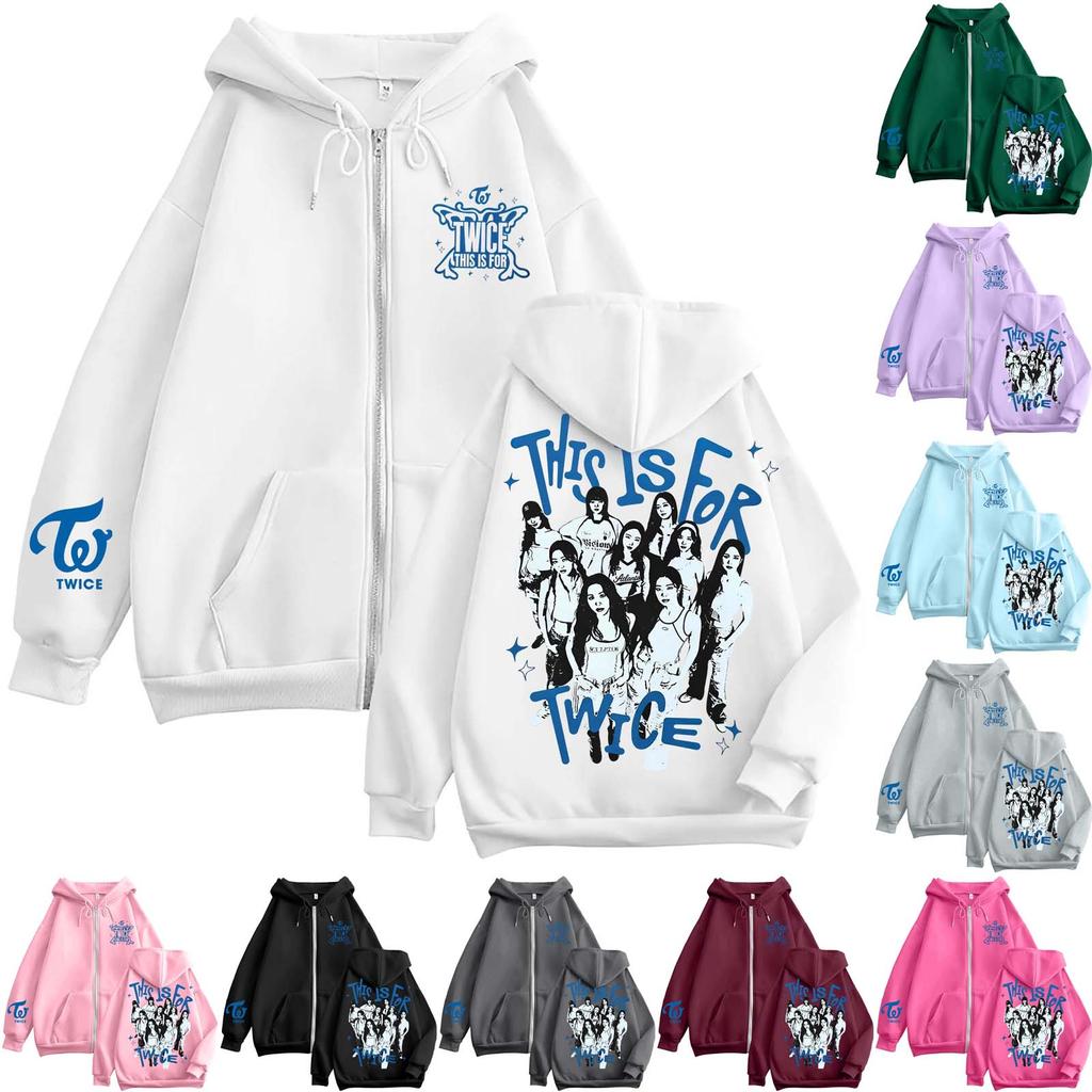 Damen Casual Mode Bedrucktes Langarm-Kapuzensweatshirt mit Reißverschluss