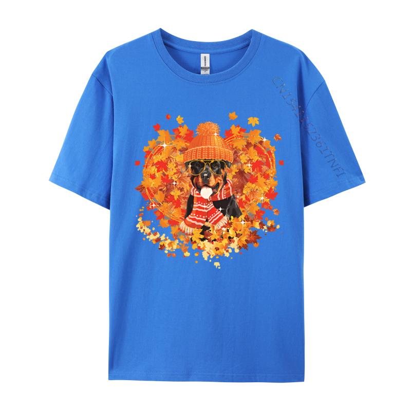 Rottweiler Dog Fall Pumpkin Autumn Tshirt Men Cute Printed Tshirts Adult Funny Tee Shirts Black Shirt Graphic Tees