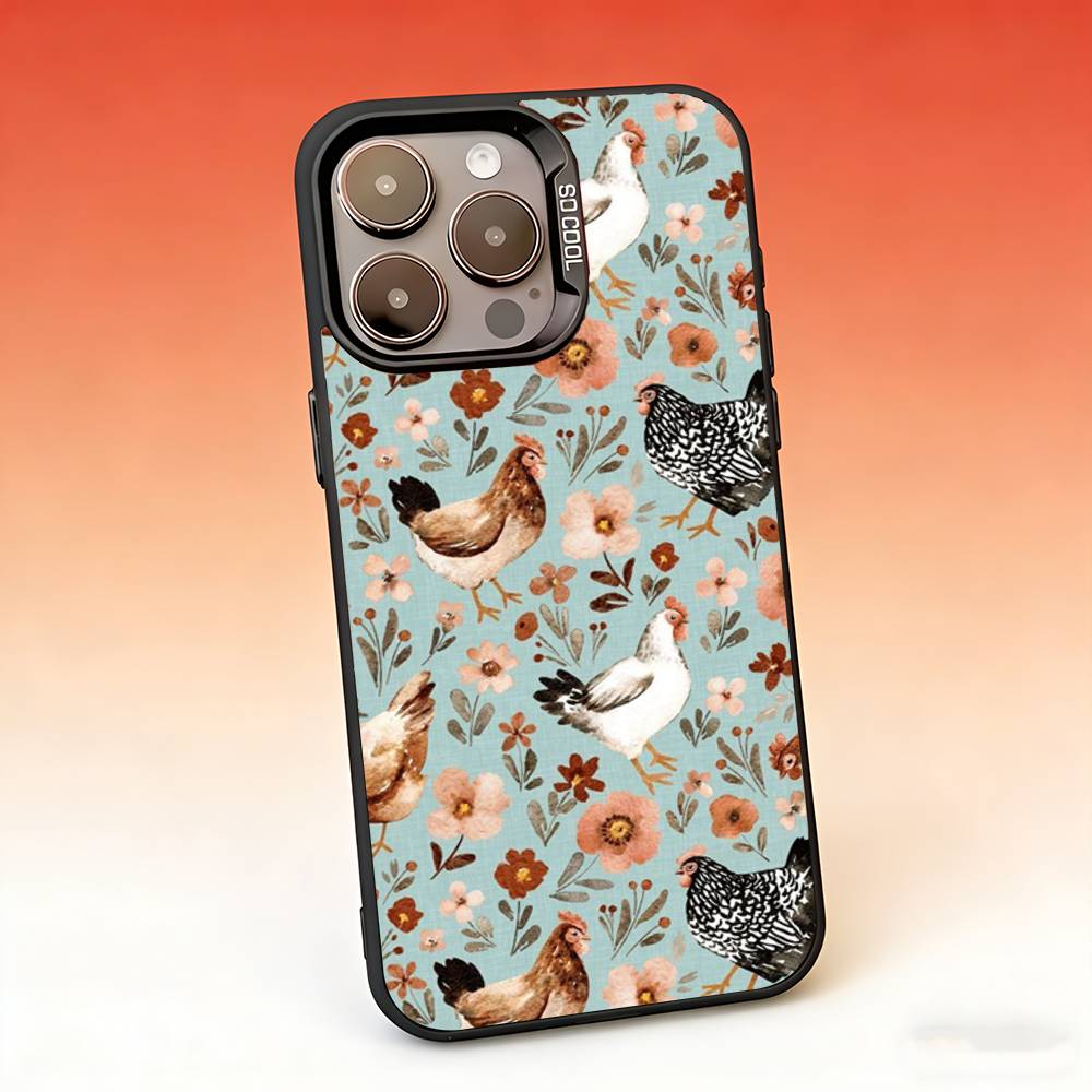 

Cute Chicken Flower Pattern Phone Case For iPhone 17,16,15,14,13,12,11,Pro,Max,Plus,Mini,SE,Air Candy Matte Shockproof Cover iPhone13