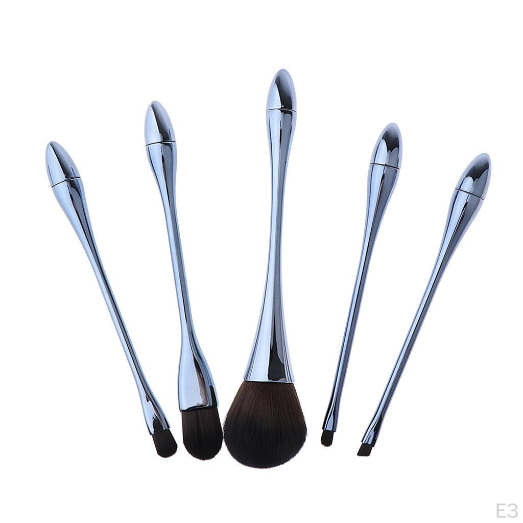 5Pcs Brush Set Premium Synthetic Liquid Blending Blush Concealer Eye Cosmetics Brushes Kit
