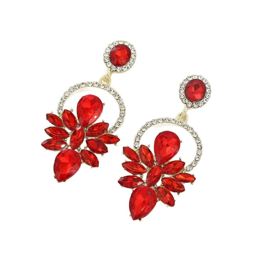 Multi-color luxury temperament inlaid zircon earrings women's stud earrings