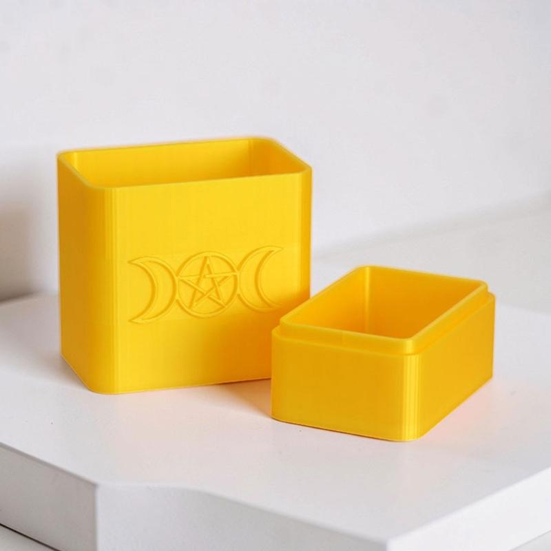 Stackable Tarots Card Storage Case with Exterior Stacking Contacts and Magnetic Lid Closure for Contained Collection Storage
