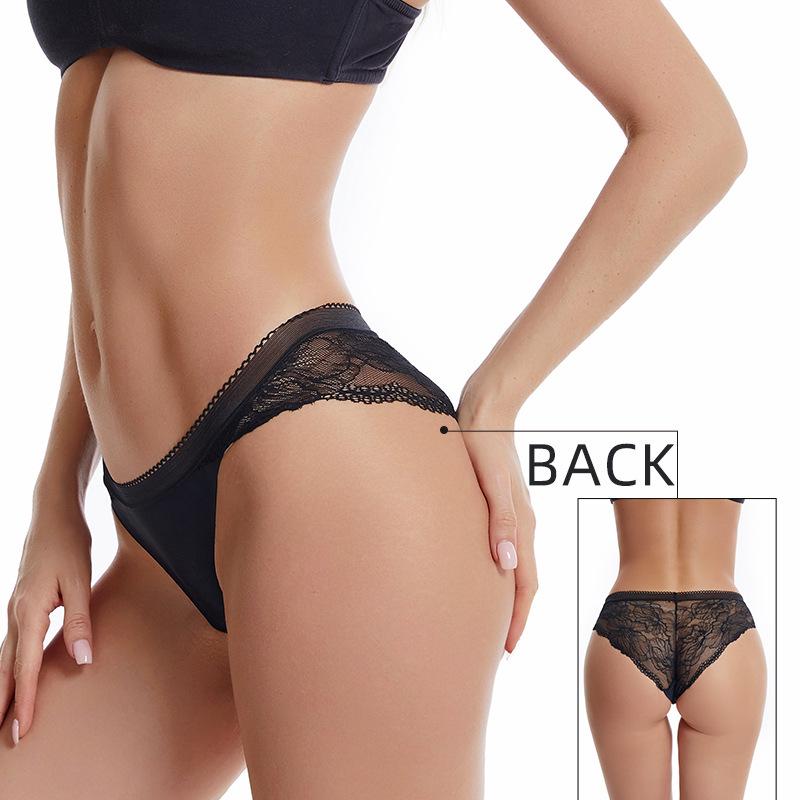Silk Lace Seamless Mid-Waist Panties with Hollow Design