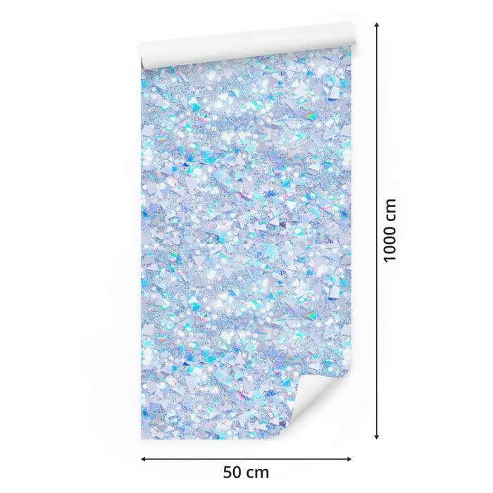 Iridescent glitter wallpaper azure, celadon and blue 50x1000