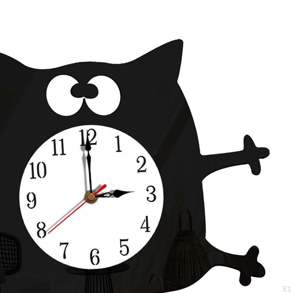Cartoon Wall Clock, Non-Ticking Battery Operated Art for Bedroom Kitchen Decor