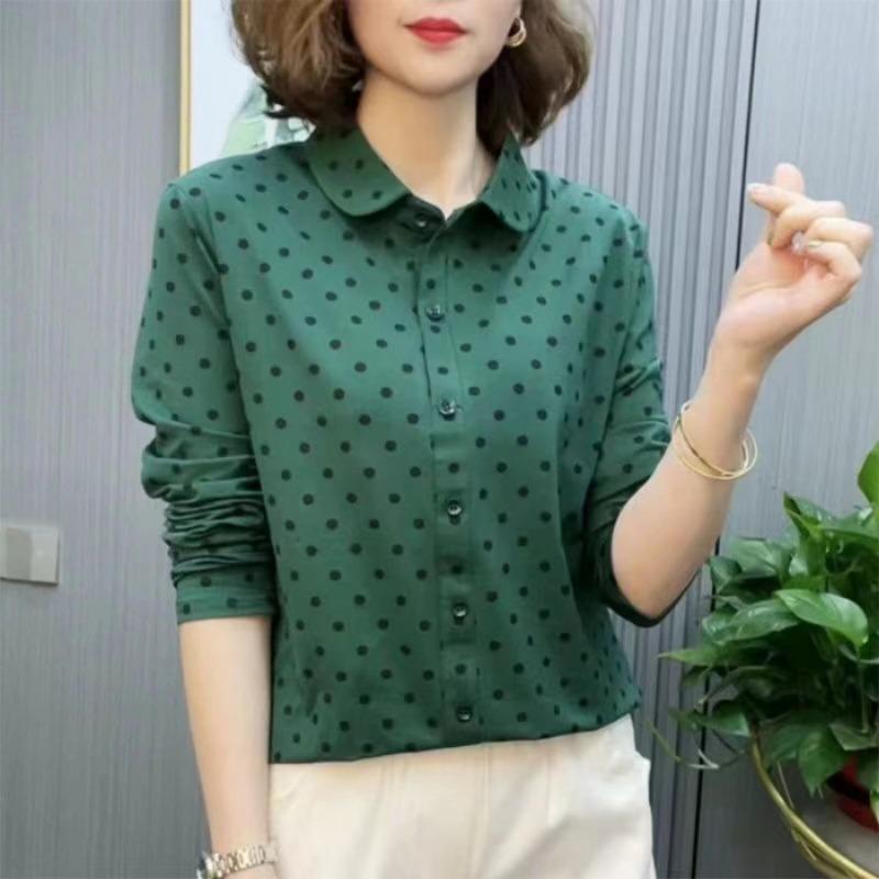 Women S Long Sleeve Turn Down Collar Plus Size Striped Slim Fit Blouse Spring Casual