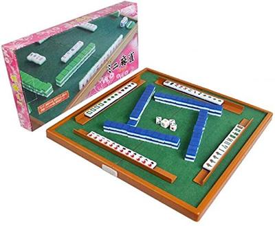 Dilib Mini Mahjong Set, Folding Table, Mahjong Mat, Mahjong Tile Set, Lightweight, Portable (31.5 X 31.5 X 1.5cm)