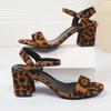 Fashion Women's Leopard Print Thick Heel Sandals Summer New Open Toe Thick Soles High Heels Large Size Ladies Sexy Party Dress Shoes